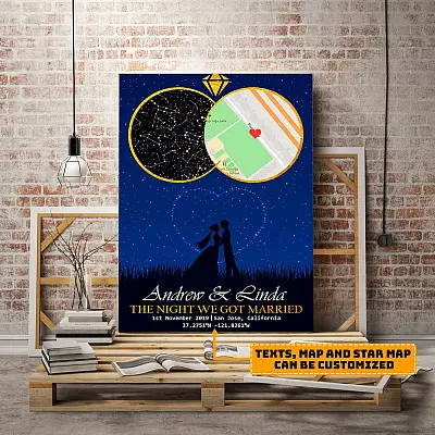 Custom Constellation Map The Night We Got Married Framed Canvas Prints - Wedding Gift Unframed Poster - Just Married Custom Gifts