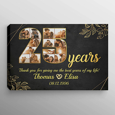 Personalized 25 Years Together Anniversary Framed Canvas - Custom Photo 25th Year Wedding Anniversary Unframed Poster