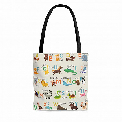 Teacher Alphabet Tote Bag - Shoulder Bag - Reusable Grocery Shopping Bag