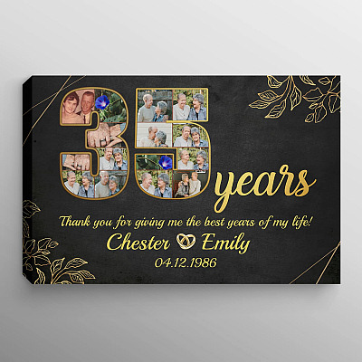 Personalized 35 Years Together Anniversary Framed Canvas - Custom Photo 35th Year Wedding Anniversary Unframed Poster