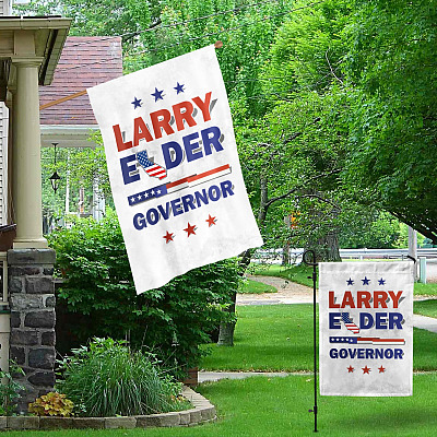 Alternative view of Larry Elder For California Governor Black Conservative Wall House Flag - Larry Elder For Governor Outdoor Garden Flag