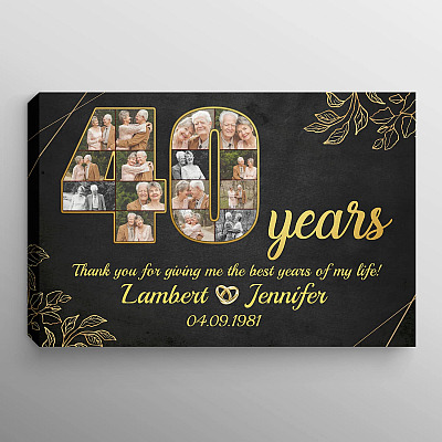 Personalized 40 Years Together Anniversary Framed Canvas - Custom Photo 40th Years Wedding Anniversary Unframed Poster