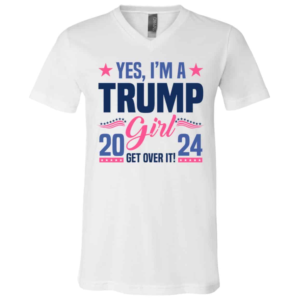 trump girl tee, White, V-Neck T-Shirt