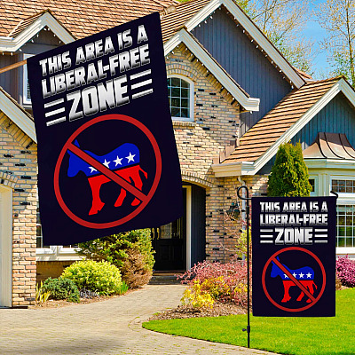 Alternative view of This Area Is A Liberal-Free Zone Republican Flag - No Democrats Donkey Garden Flag - House Flag