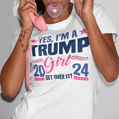 Alternative view of Trump 2024 Yes I'm a Trump Girl Get Over It T-Shirt - V-Neck Tee - Pro Trump Gift