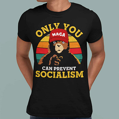 Alternative view of Smokey the Bear Only You Can Prevent Socialism T-Shirt - V-Neck Tee - Anti Socialism Shirt