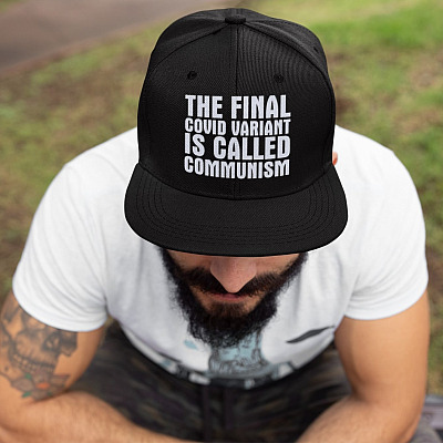 Alternative view of The Final Covid Variant Is Called Communism Twill Cap - High-Profile Snapback Hat - Anti Communist Trucker Hat