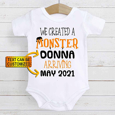 We Create A Monster Personalized Halloween Baby Onesie - Pregnancy Announcement Onesie For Newborn