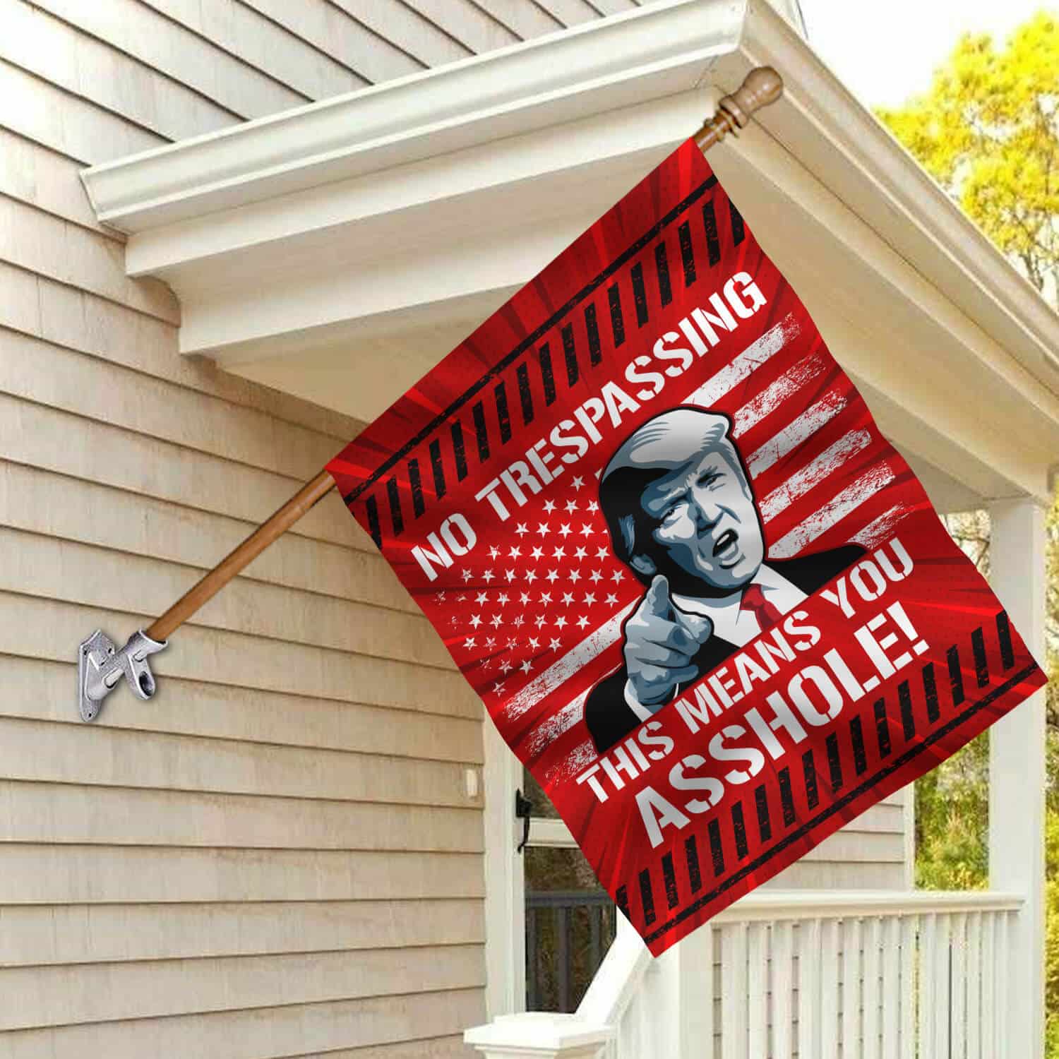 5TM. No Trespassing Asshole (7) House Flag Mockup 2