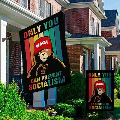 Alternative view of Anti Socialism Flag Only You Can Prevent Socialism Garden Flag - House Flag - Wall Flag