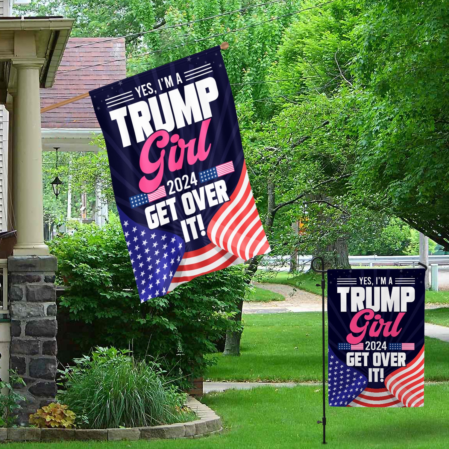 8KNG. trump girl 2024 - 30x40 Garden & House Mockup 1