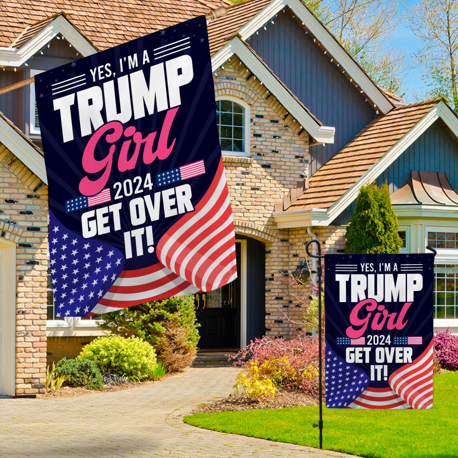 8KNG. trump girl 2024 - 30x40 Garden & House Mockup 3