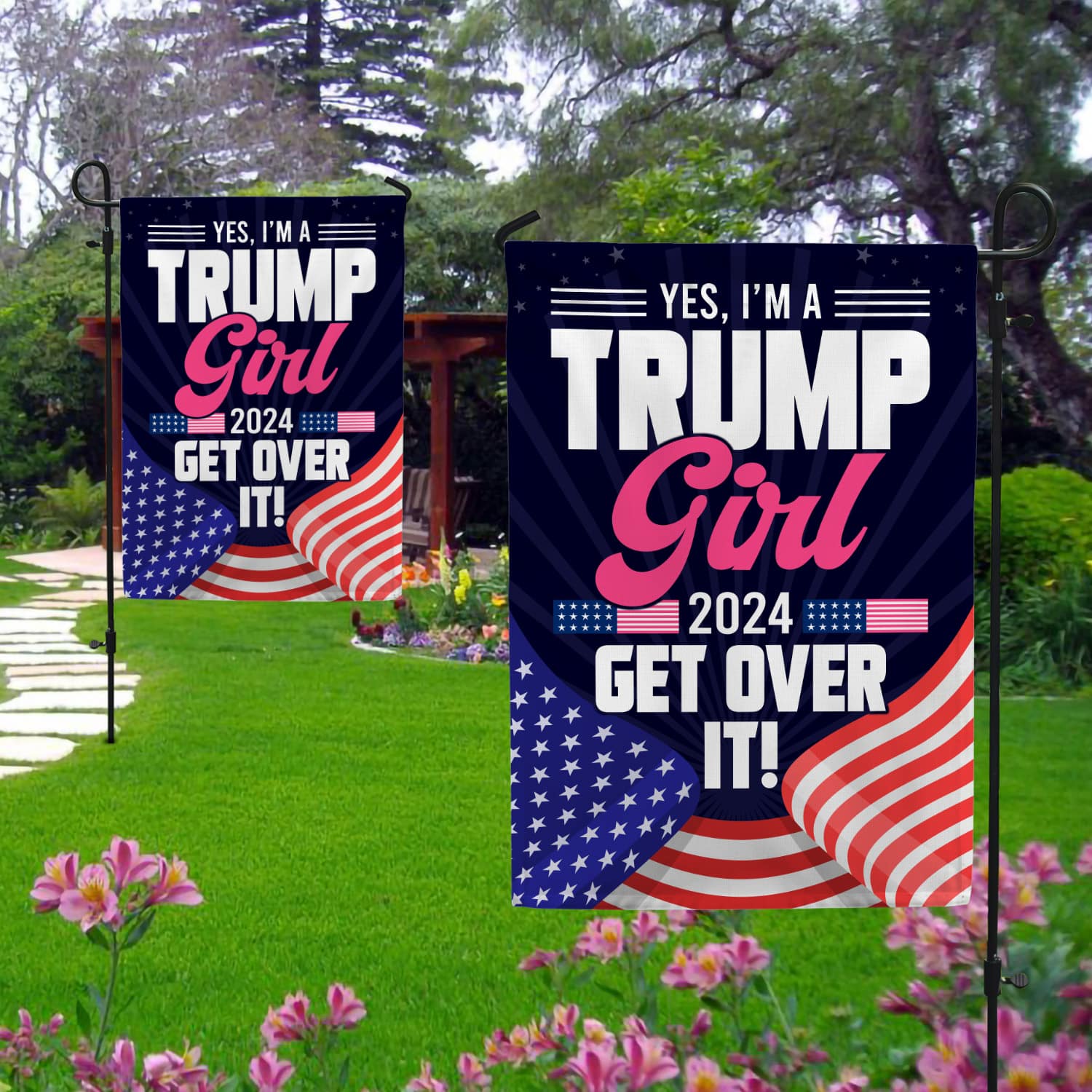 8KNG. trump girl 2024 - 30x40 Garden Flag Mockup 2 Side-1