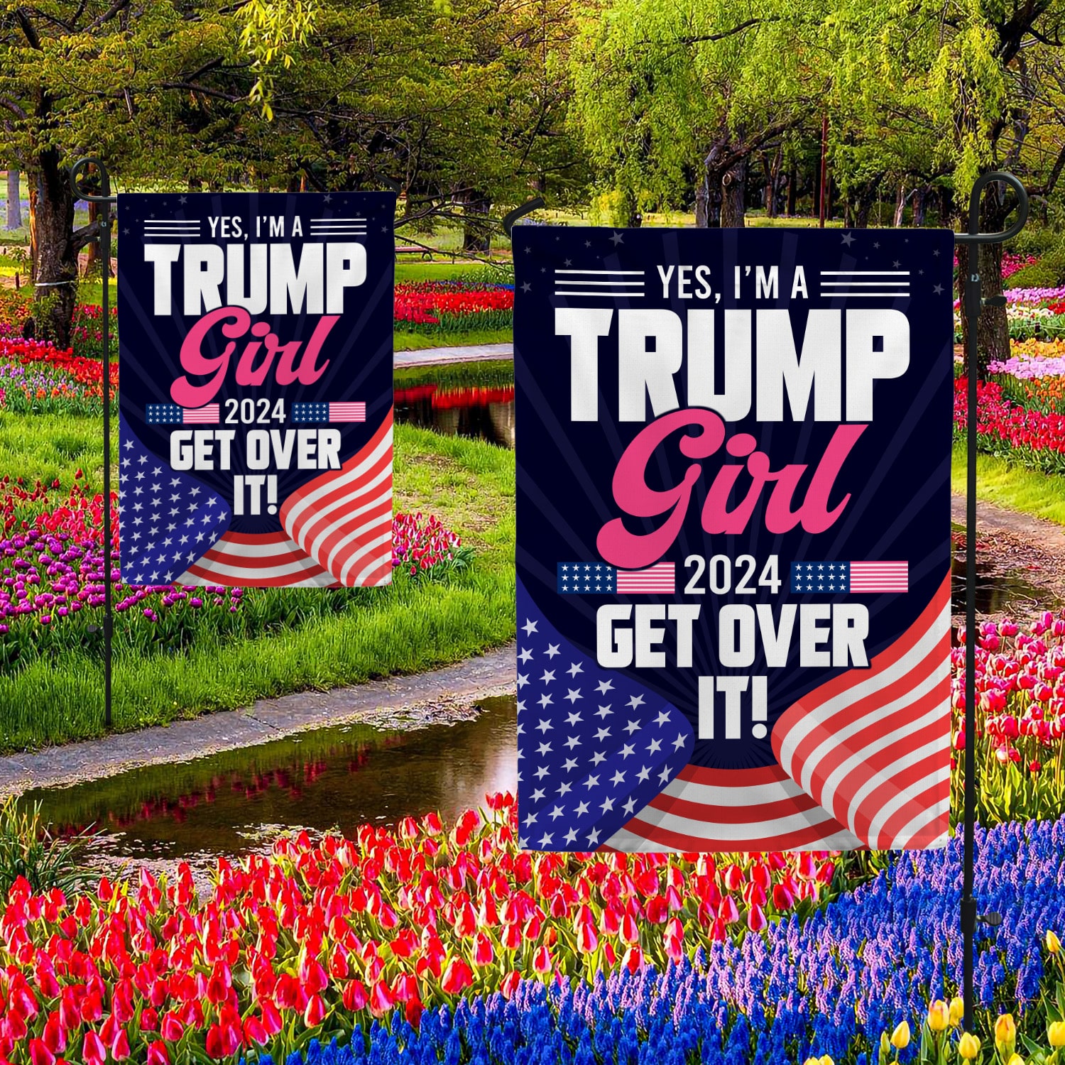 8KNG. trump girl 2024 - 30x40 Garden Flag Mockup 2 Side-2