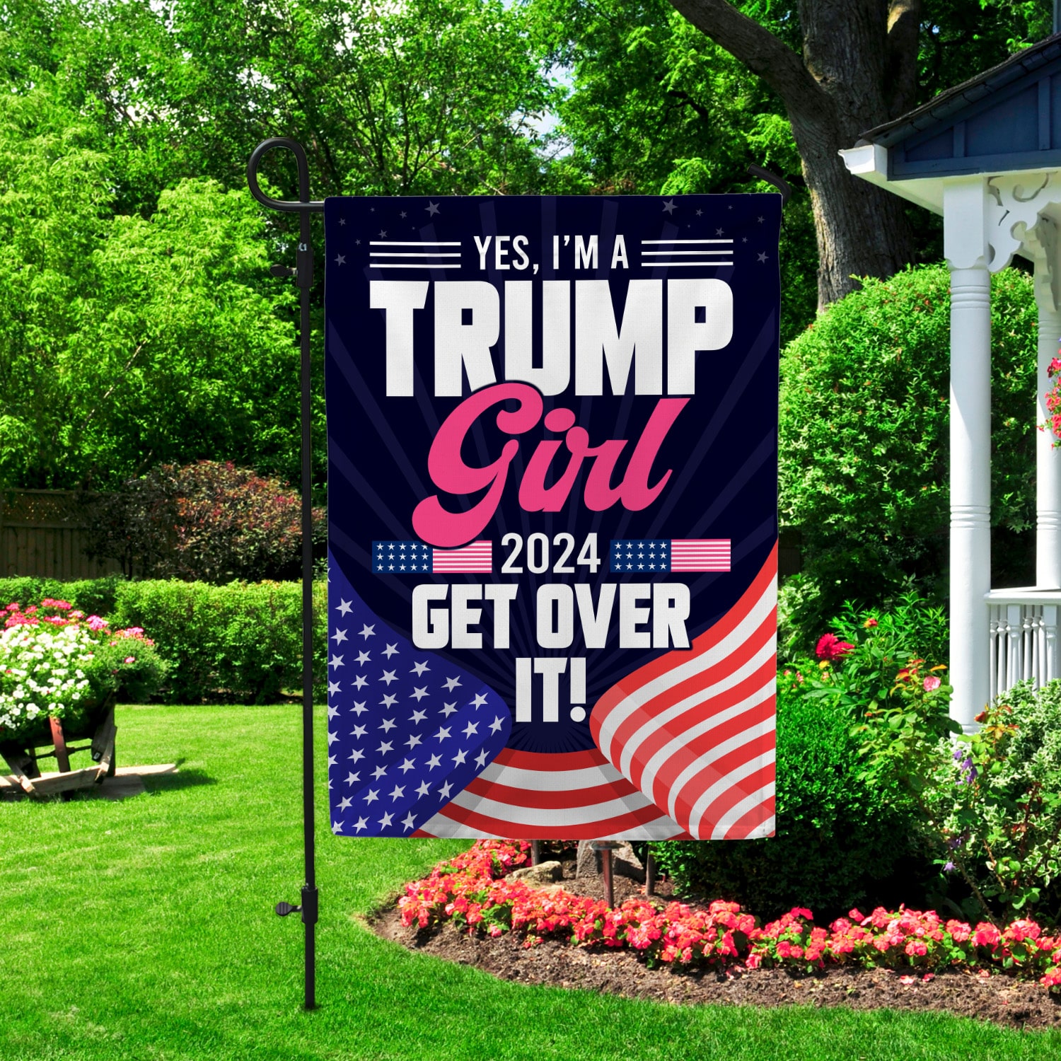 8KNG. trump girl 2024 - 30x40 Garden Flag Mockup 2