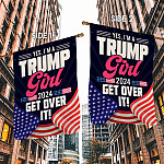 8KNG. trump girl 2024 - 30x40 House Flag Mockup 2 Side-1