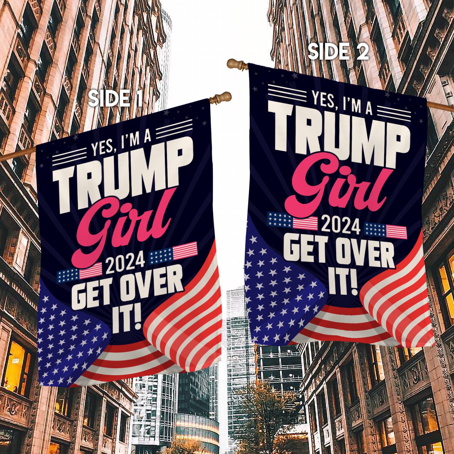 8KNG. trump girl 2024 - 30x40 House Flag Mockup 2 Side-1