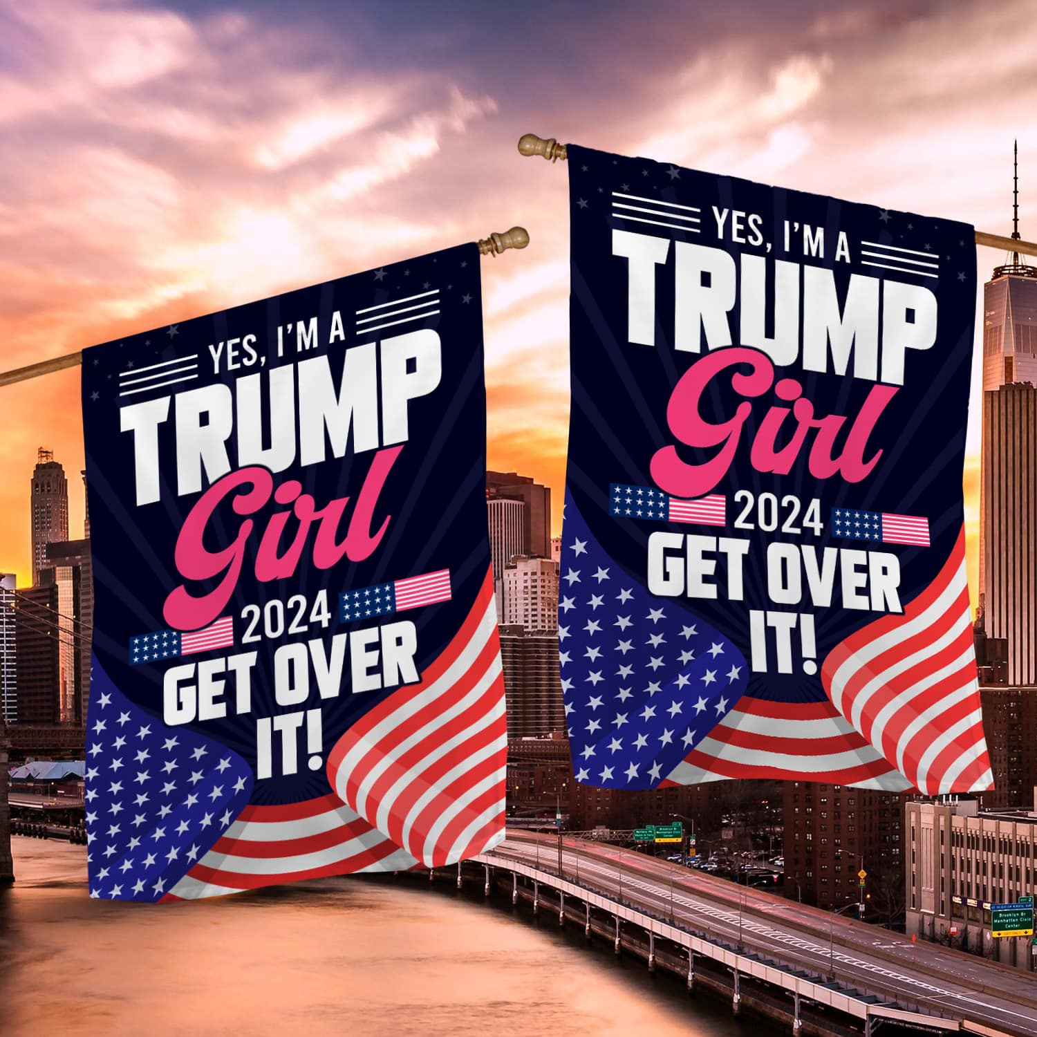 8KNG. trump girl 2024 - 30x40 House Flag Mockup 2 Side-2