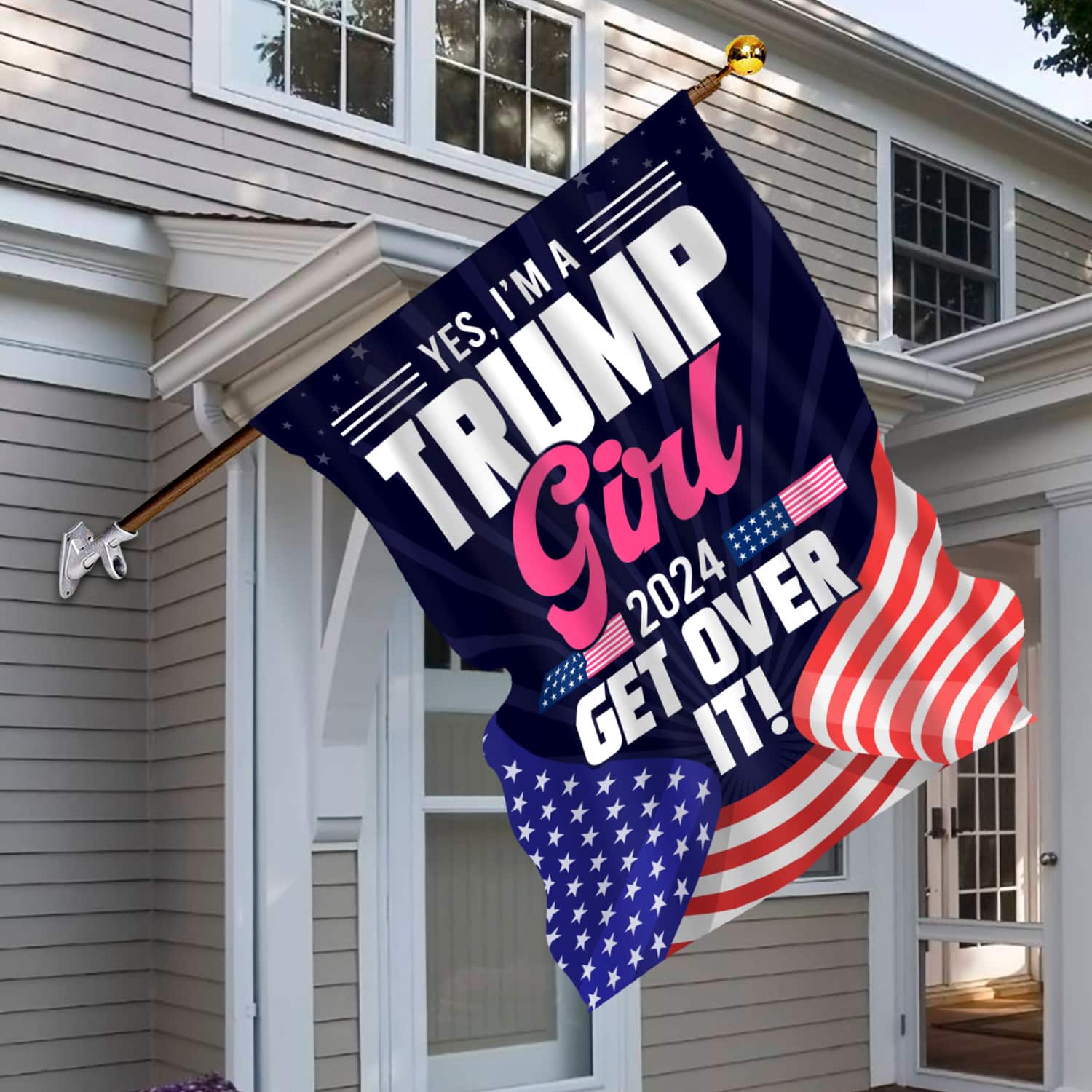8KNG. trump girl 2024 - 30x40 House Flag Mockup 6