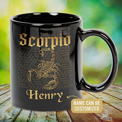 Alternative view of Personalized Name Scorpio Zodiac Ceramic Coffee Mug - Zodiac Coffee Mug - Scorpio Mug - Scorpio Birthday Gift
