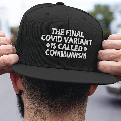 Alternative view of The Final Covid Variant Is Called Communism Funny Twill Cap - High-Profile Snapback Hat - Trucker Hat