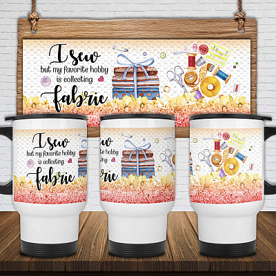 14 oz. White Travel Mug