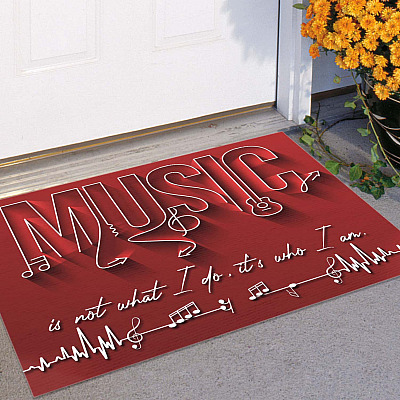 Alternative view of Music Is Not What I Do It's Who I Am Outdoor Indoor Doormat - Music Notes Musician Music Lover Music Room Mat