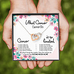 Cancer Survivor What Cancer Cannot Do Interlocking Hearts Pendant Necklace - Cancer Awareness Recovery Gifts
