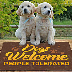 6BN. Dogs Welcome Golden Retriever Doormat Mockup