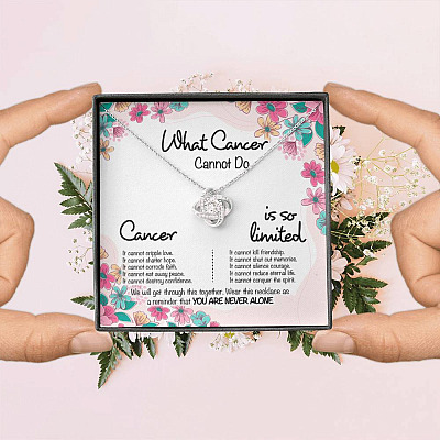 Cancer Survivor What Cancer Cannot Do Love Knot Necklace - Cancer Awareness Necklace - Recovery Gifts