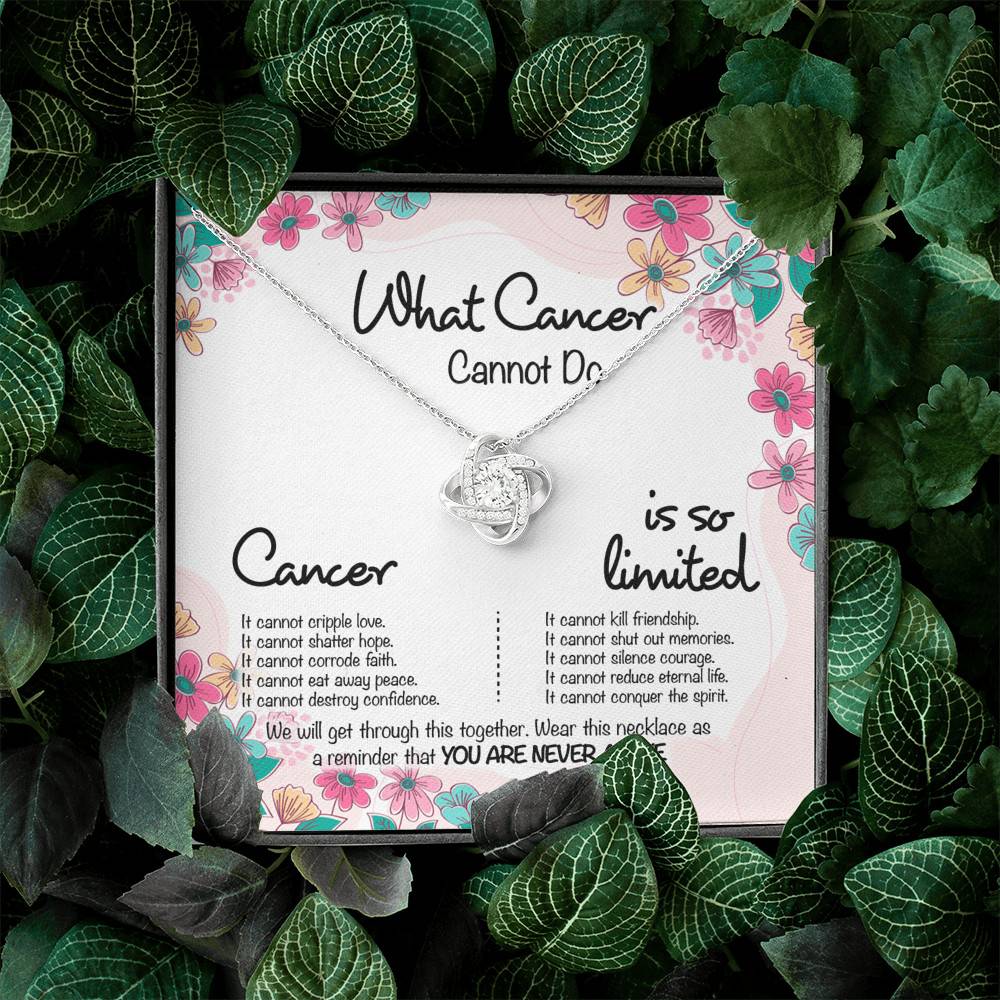 Cancer Survivor What Cancer Cannot Do Love Knot Necklace - Cancer Awareness Necklace - Recovery Gifts