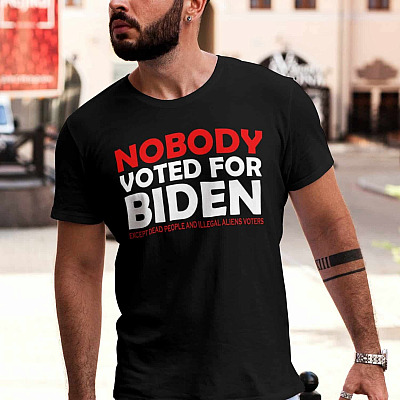 Alternative view of Nobody Voted for Biden Except Dead People and Illegal Aliens Voters T-Shirt - V-Neck Tee - Anti Biden Shirt