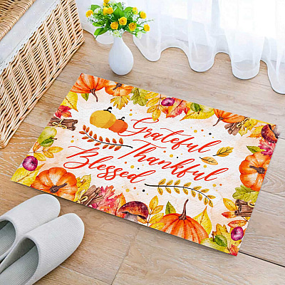 Alternative view of Grateful Thankful Blessed Doormat - Thanksgiving Indoor Outdoor Decorative Doormat