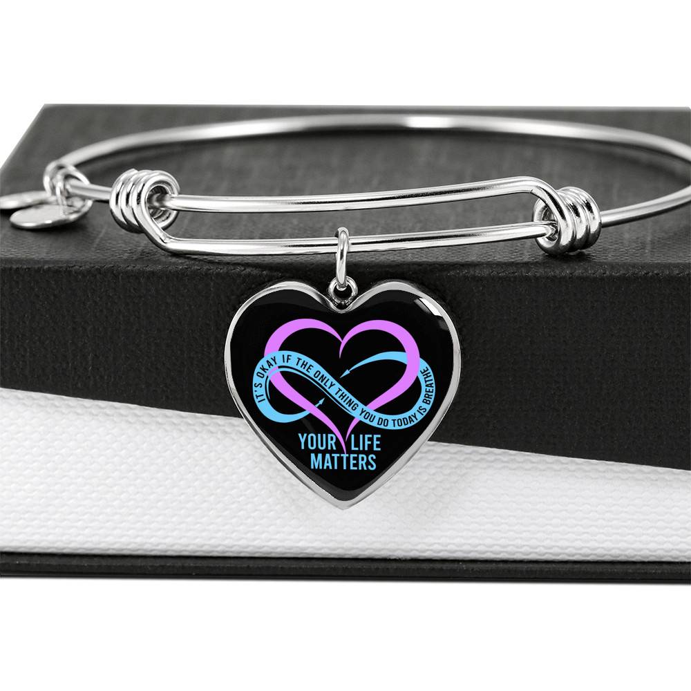 Prevention Suicide It's Ok If the Only Thing You Do Today Is Breathe Your Life Matters Heart Pendant Necklace Prevention Suicide It's Ok If the Only Thing You Do Today Is Breathe Your Life Matters Heart Pendant Necklace