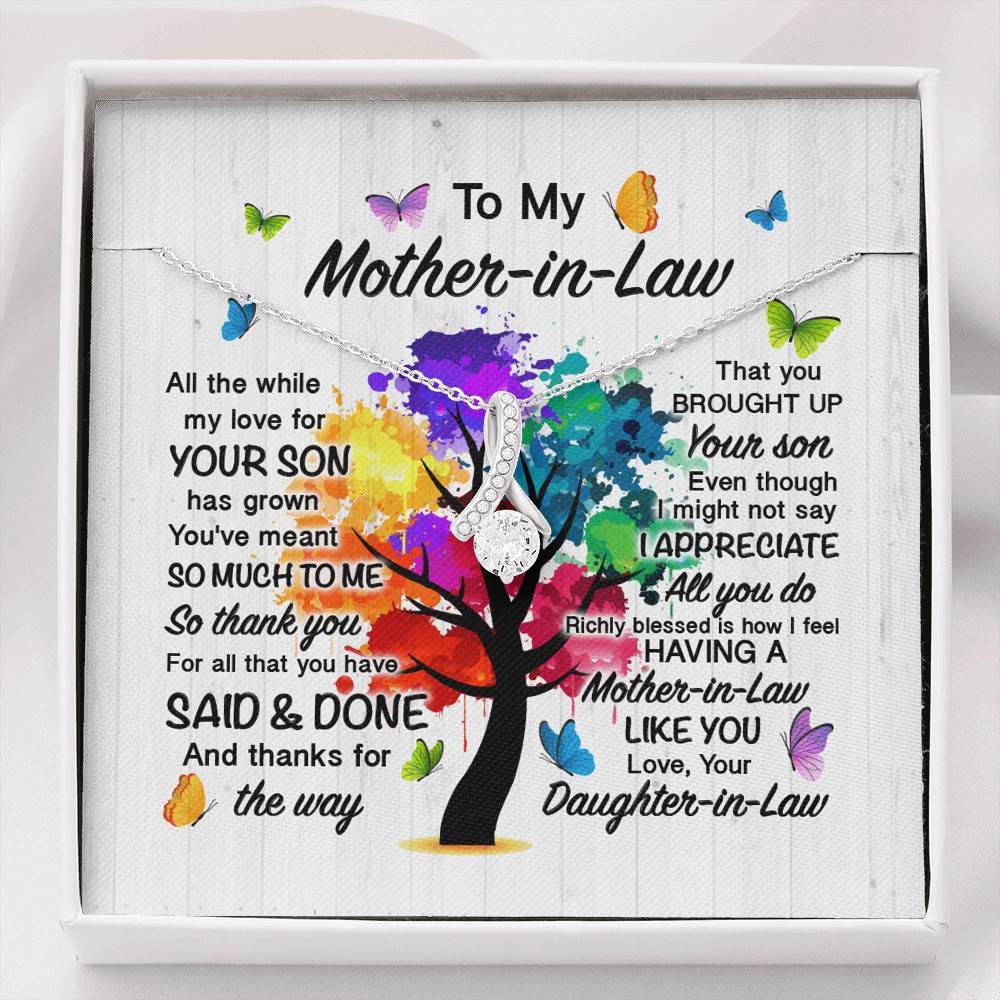 To My Mother In Law All The While My Love For Your Son Has Grown Alluring Beauty Necklace - Mother In Law Wedding Gifts - Alluring Beauty Necklace