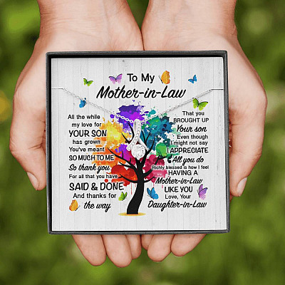 To My Mother In Law All The While My Love For Your Son Has Grown Alluring Beauty Necklace - Mother In Law Wedding Gifts