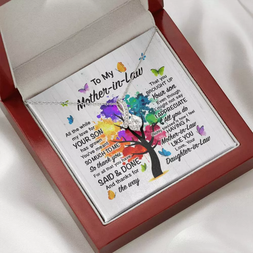To My Mother In Law All The While My Love For Your Son Has Grown Alluring Beauty Necklace - Mother In Law Wedding Gifts
