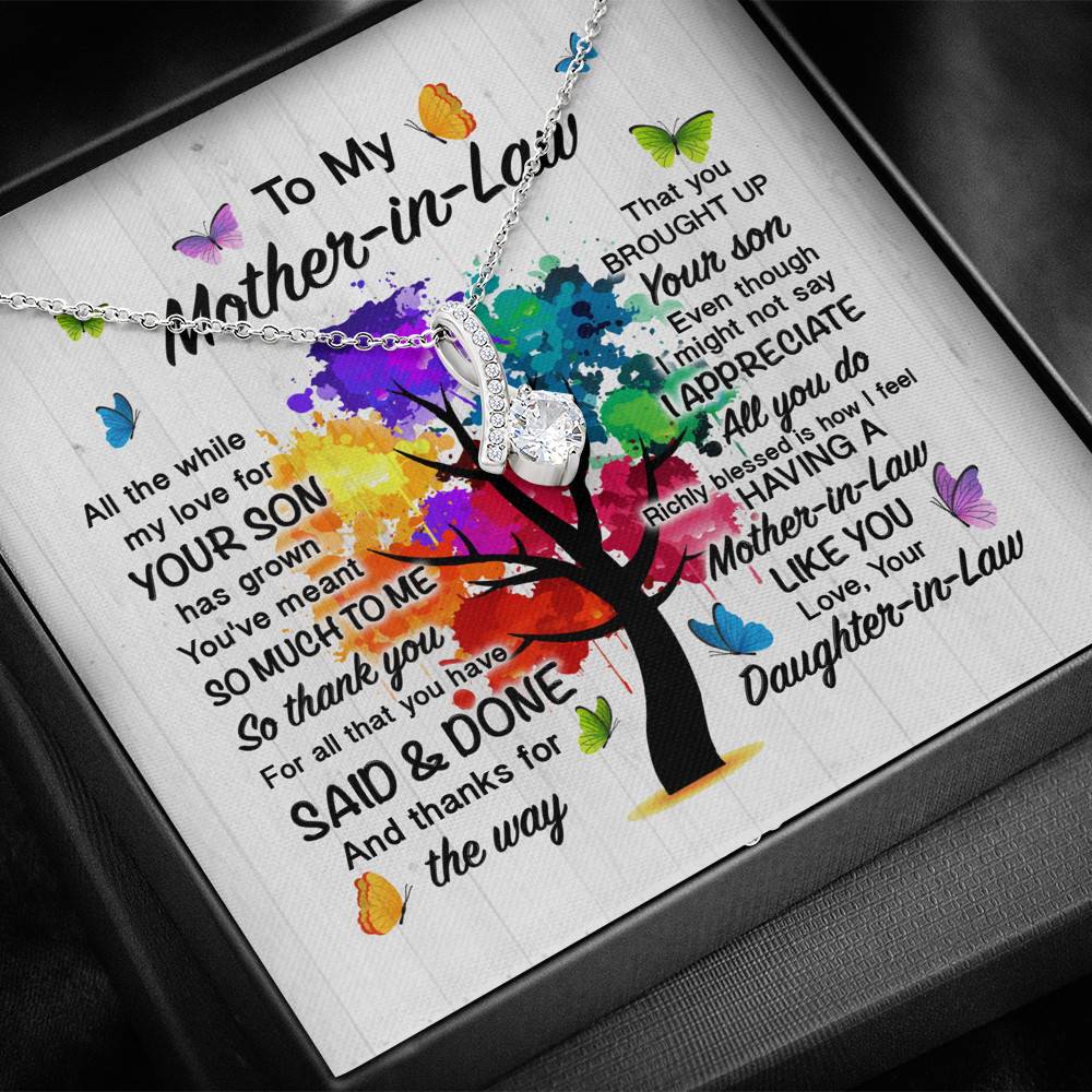 To My Mother In Law All The While My Love For Your Son Has Grown Alluring Beauty Necklace - Mother In Law Wedding Gifts