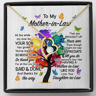 To My Mother In Law All The While My Love For Your Son Has Grown Forever Love Heart Pendant Necklace - Forever Love Necklace (18K Yellow Gold)