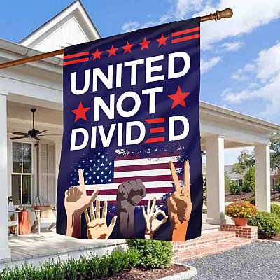 United Not Divided Hands Raising American Biden Flag - Democratic Party Garden Flag - House Flag