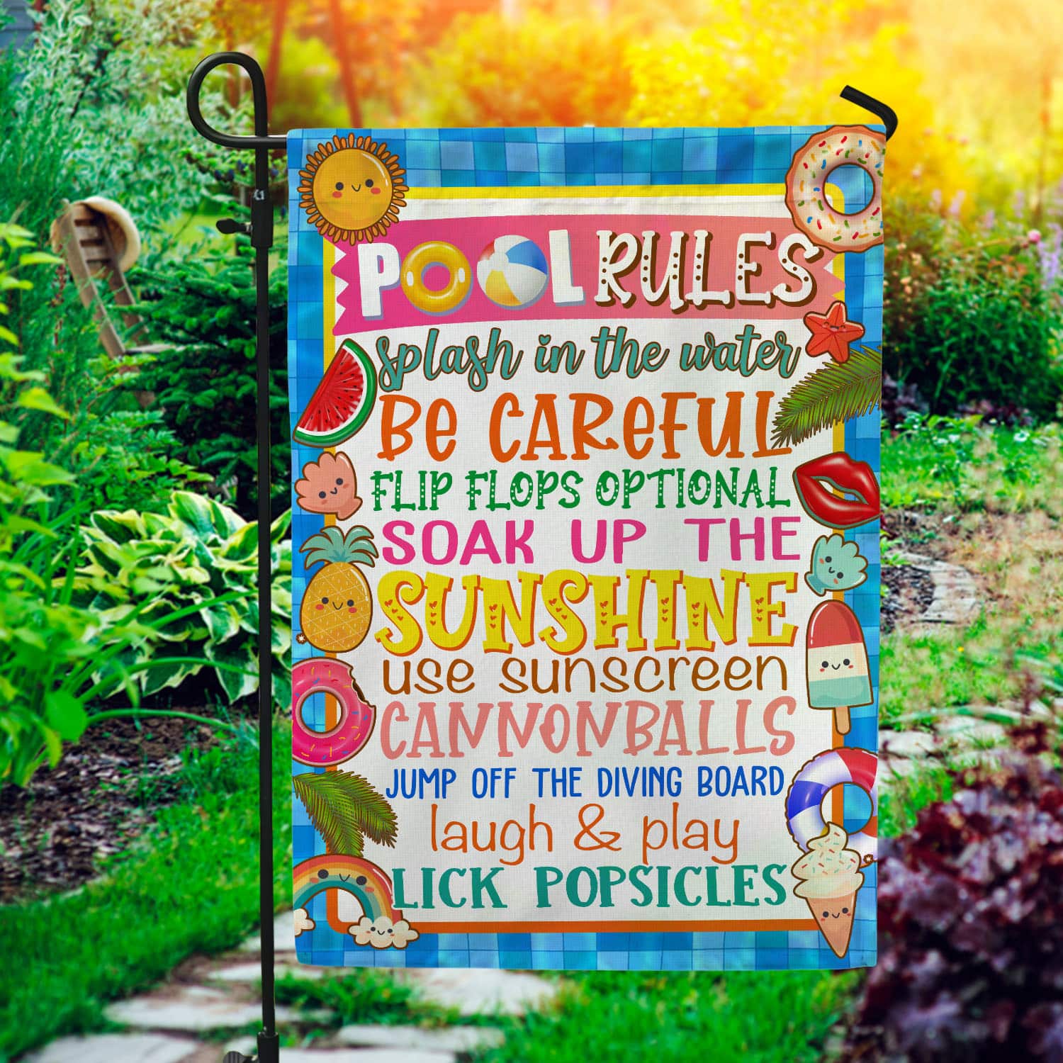 6MH. Pool rules Flag-30x40 Garden Flag Mockup 1