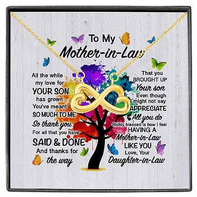 To My Mother In Law All The While My Love For Your Son Has Grown Infinity Heart Pendant Necklace