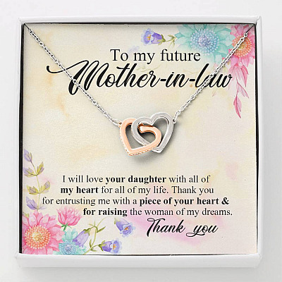 To My Future Mother In Law I Will Love Your Daughter With All Of My Heart From Groom Interlocking Hearts Pendant Necklace - Interlocking Hearts Necklace