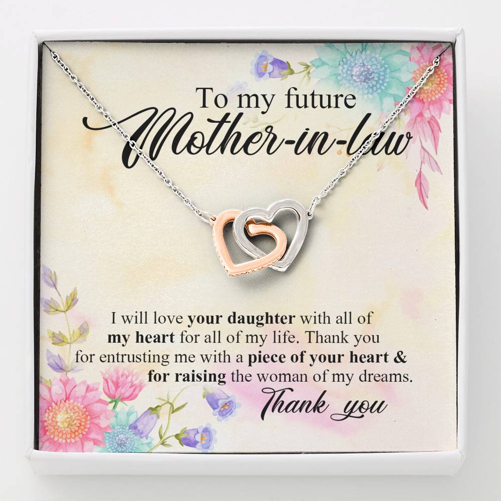 To My Future Mother In Law I Will Love Your Daughter With All Of My Heart From Groom Interlocking Hearts Pendant Necklace - Interlocking Hearts Necklace