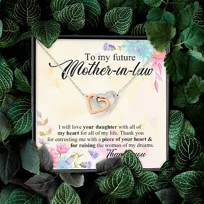 To My Future Mother In Law I Will Love Your Daughter With All Of My Heart From Groom Interlocking Hearts Pendant Necklace