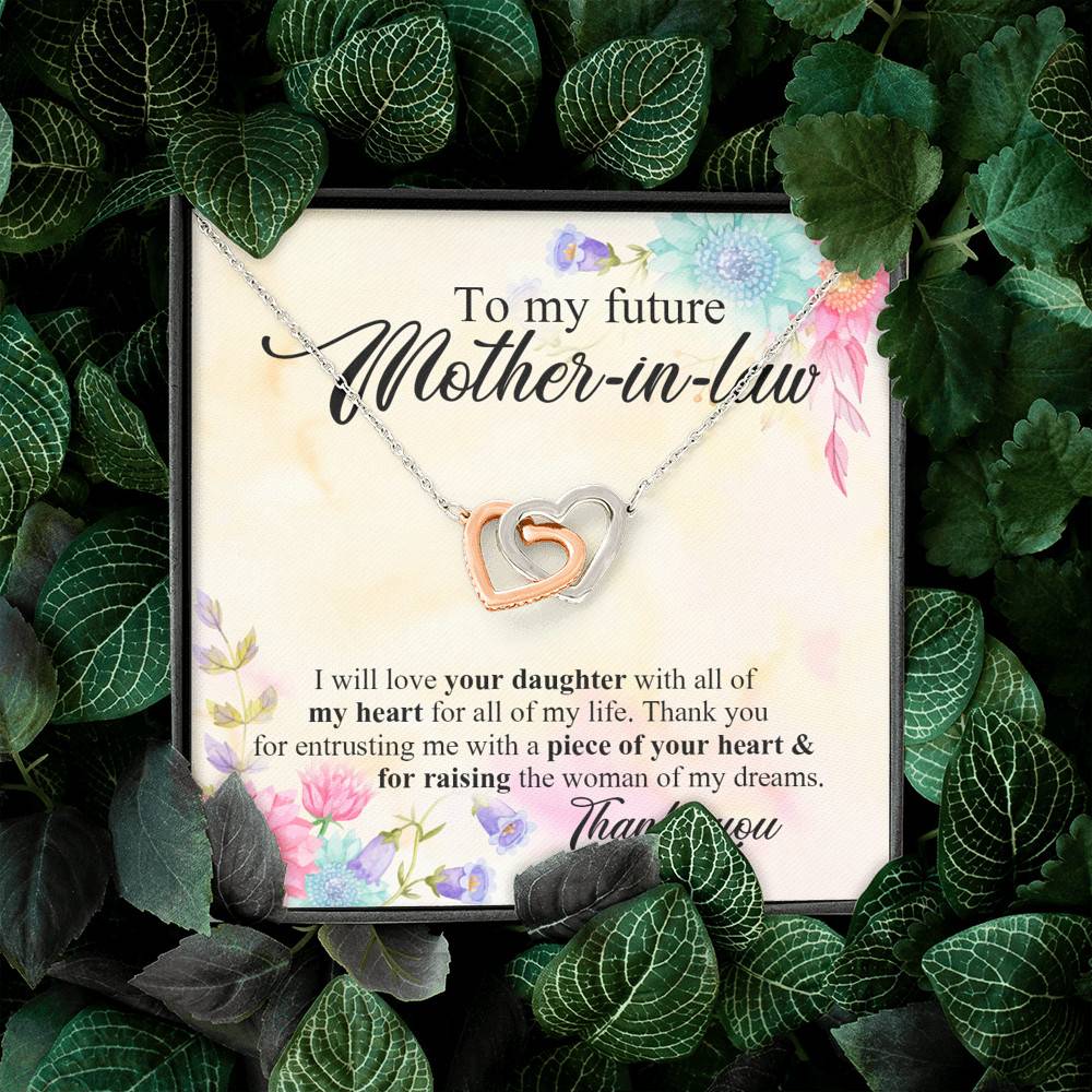 To My Future Mother In Law I Will Love Your Daughter With All Of My Heart From Groom Interlocking Hearts Pendant Necklace