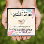 To My Future Mother In Law I Will Love Your Daughter With All Of My Heart From Groom Interlocking Hearts Pendant Necklace