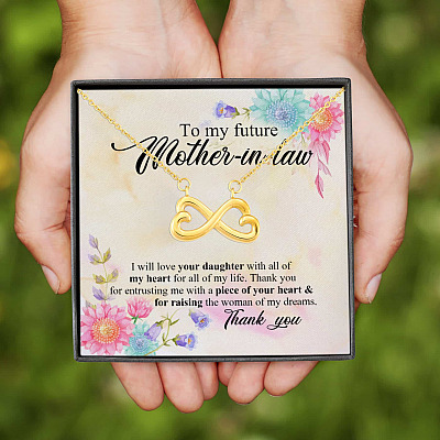 Alternative view of To My Future Mother In Law I Will Love Your Daughter With All Of My Heart From Groom Infinity Heart Pendant Necklace