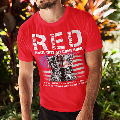 Alternative view of I Wear Red Remember Everyone Deployed T-Shirt - V-Neck Tee - American Patriotic Shirts