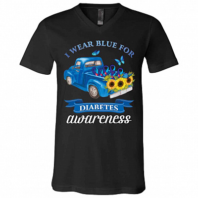 blue, Black, V-Neck T-Shirt